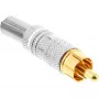 InLine RCA metalinis kištukas litavimui, sidabrinis, baltas žiedas, 6 mm kabeliui