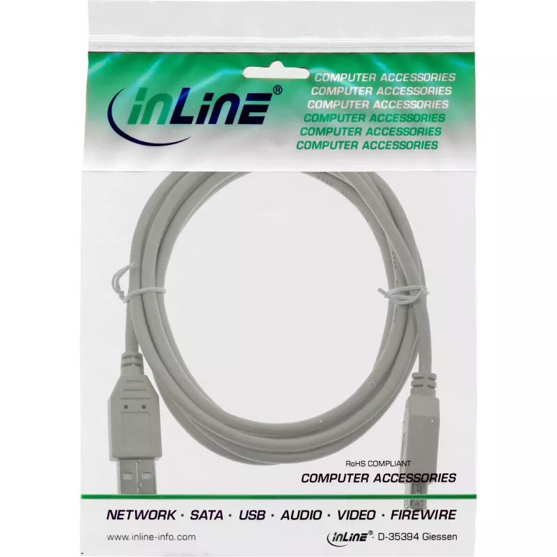 InLine USB 2.0 ilginimo kabelis, tipas A (kištukas / lizdas), smėlio spalvos, 2 m