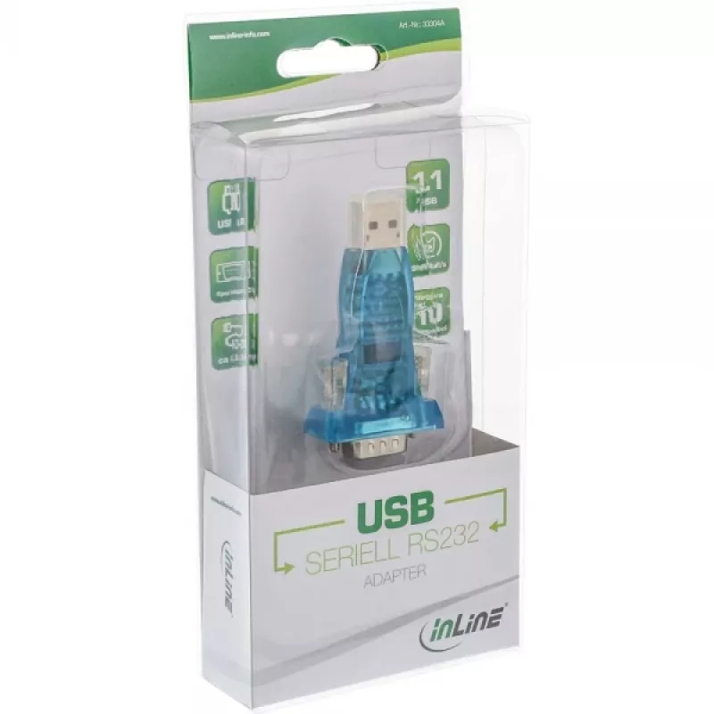 InLine USB į RS232 adapteris USB A į 9 kontaktų Sub-D, USB ilginimas 0,8 m