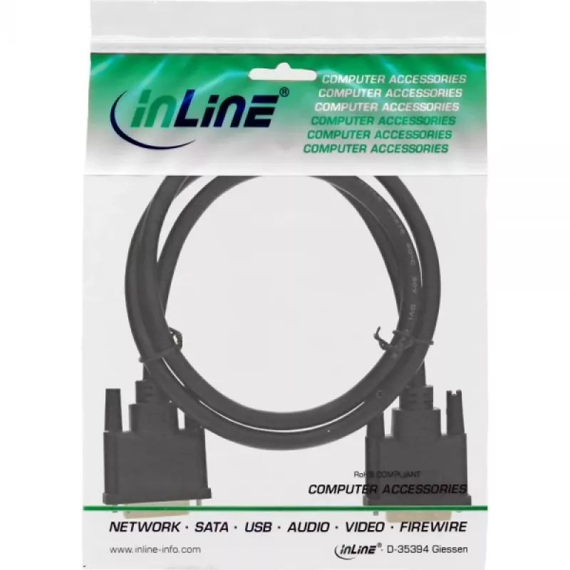 DVI-D kabelis Premium 24+1 vyriškas / vyriškas Dual Link paauksuotas 1m InLine 17771P