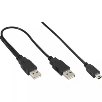 InLine USB Mini-Y laidas 2x Type A vyriškas / Mini-B vyriškas, 5 kontaktų, 1 m