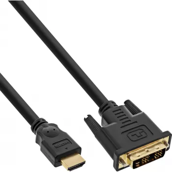 InLine HDMI į DVI laidas, kištukas / 18+1 kištukas, paauksuotas, 10 m