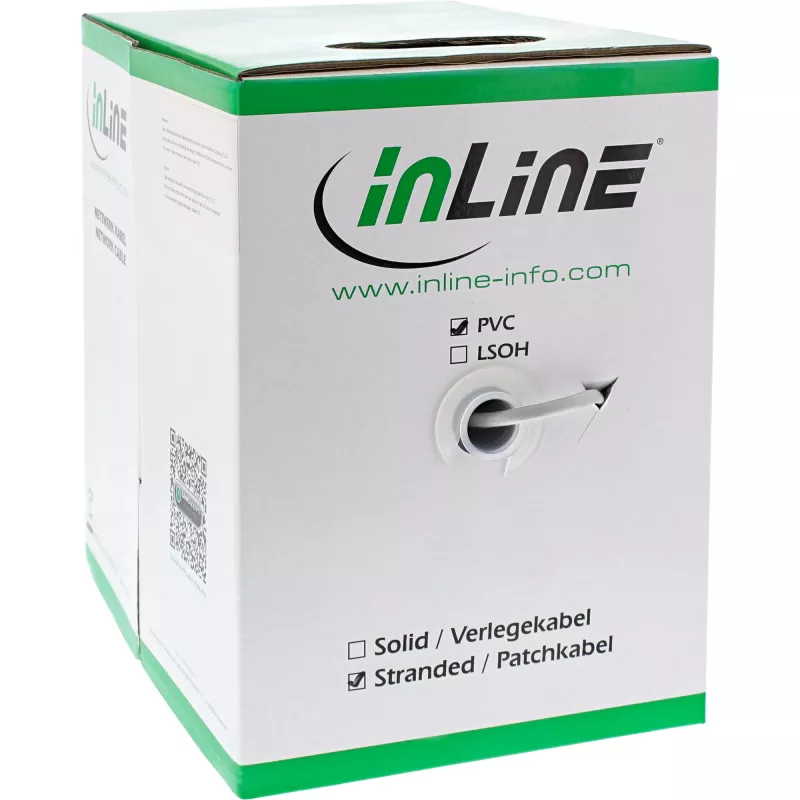 InLine Patch Laidas SF/UTP Cat.5e AWG26 CCA PVC baltas 100 m