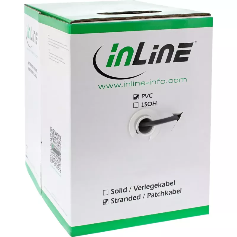 InLine Patch Laidas SF/UTP Cat.5e AWG26 CCA PVC juodas 100 m
