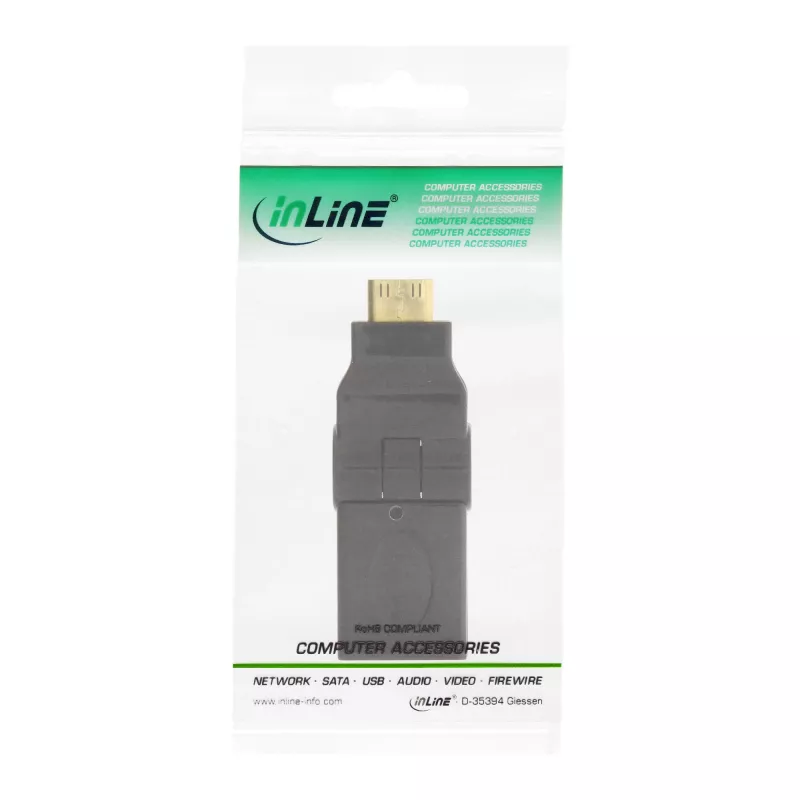 HDMI adapteris InLine 17690M HDMI A moteriškas / HDMI C vyriškas pasukamas, auksuoti kontaktai