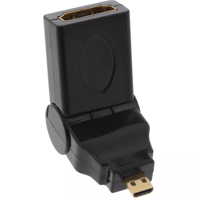 HDMI adapteris A lizdas / D kištukas pasukamas, auksuoti kontaktai, InLine 17690L