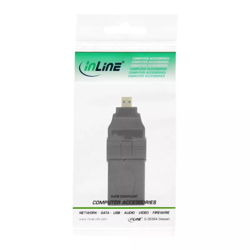 HDMI adapteris A lizdas / D kištukas pasukamas, auksuoti kontaktai, InLine 17690L