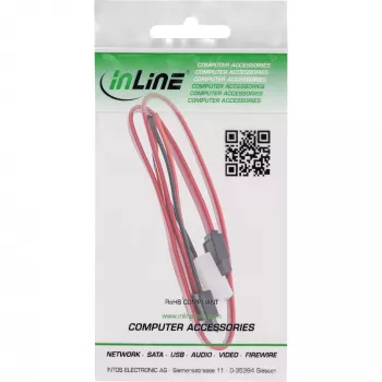 InLine Slimline SATA laidas, Slim SATA 13 kontaktų (7+6) prie SATA + maitinimo, 0,4 m