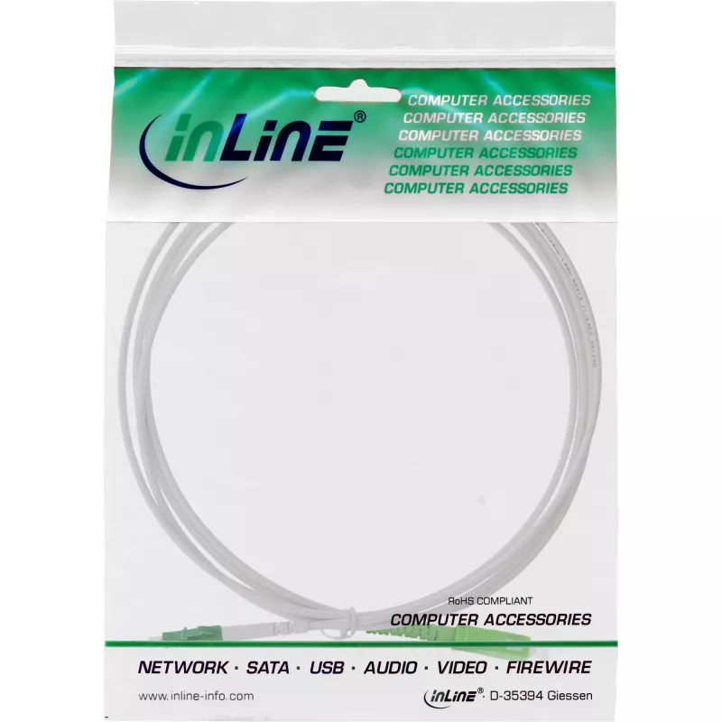 InLine Fiber Optic Simplex kabelis, FTTH, LC/APC8° į SC/APC8° 9/125µm OS2 0,5m
