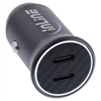 InLine 31502Y automobilinis USB-C įkroviklis su Power Delivery, 2x USB-C, juodas