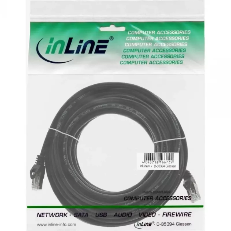 InLine Patch Laidas SF/UTP Cat.5e juodas 25m