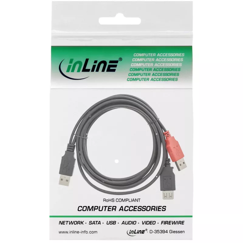 USB 2.0 Y-laidinys 2x Type A vyriškas/moteriškas InLine 34510Z 0,2 m