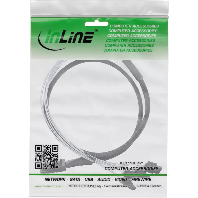 InLine SAS kabelis Mini SAS SFF8087 į 4x SATA tiesioginis OCR 1m