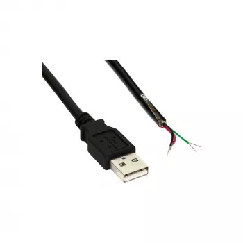 InLine USB 2.0 kabelis Type A kištukas / atviri galai, juodas, 2 m