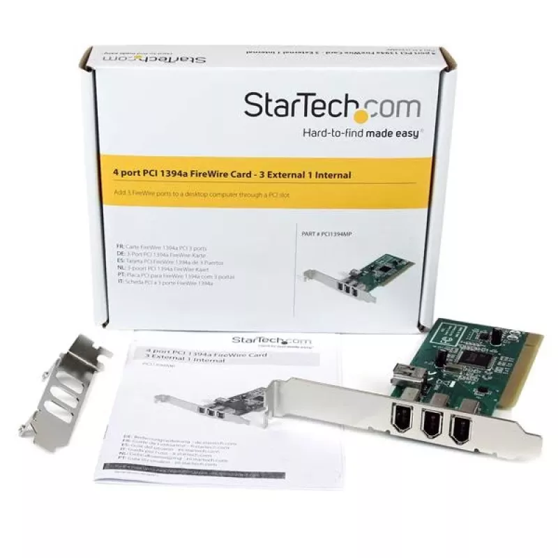StarTech.com 4 prievadų PCI 1394a FireWire adapterio plokštė – 3 išoriniai, 1 vidinis