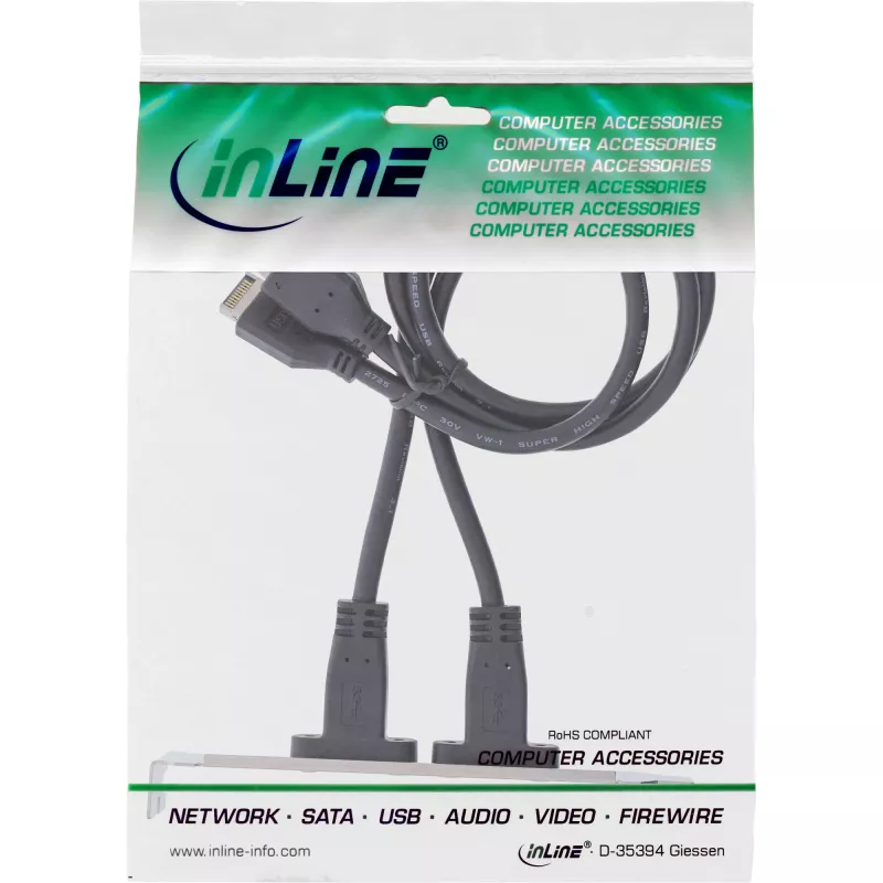 InLine 33446K Lankstinio rėmelio adapteris USB-C į USB 3.2 priekiniam skydeliui, 0,5 m