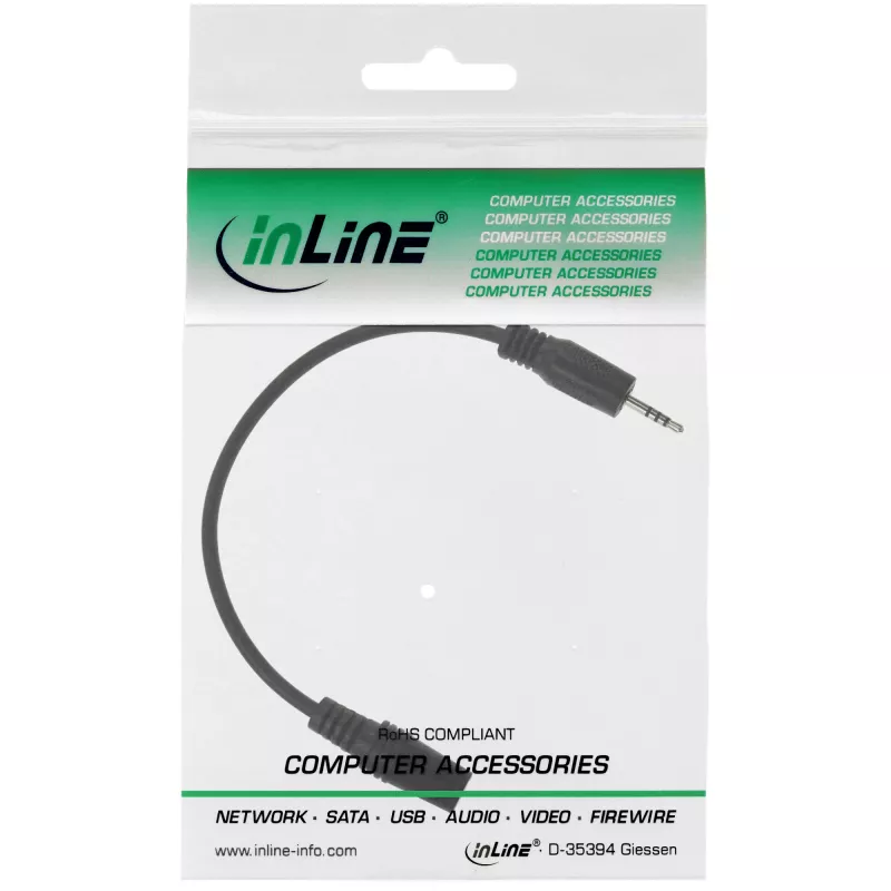 InLine garso adapterio laidas 4 kontaktų 2,5 mm kištukas / 4 kontaktų 3,5 mm lizdas 0,2 m