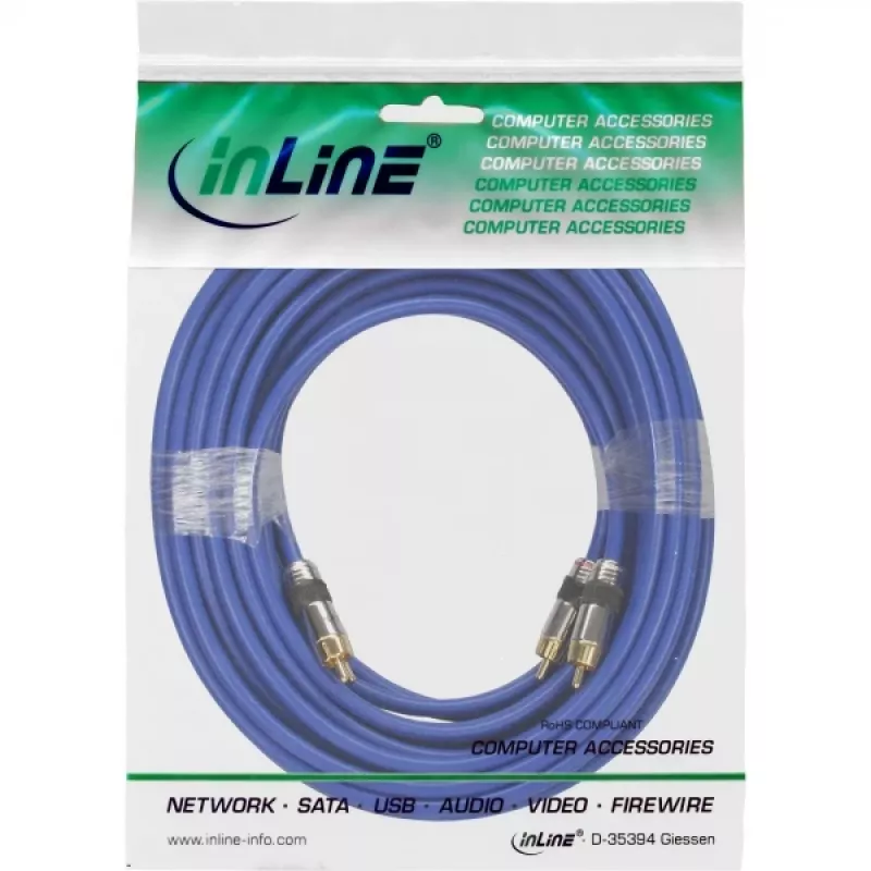 InLine Premium RCA garso kabelis 2x RCA kištukas / kištukas, auksuoti kontaktai, 10 m