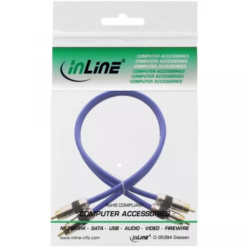 InLine Premium RCA garso laidas 2x RCA kištukas / kištukas auksuotas 3m
