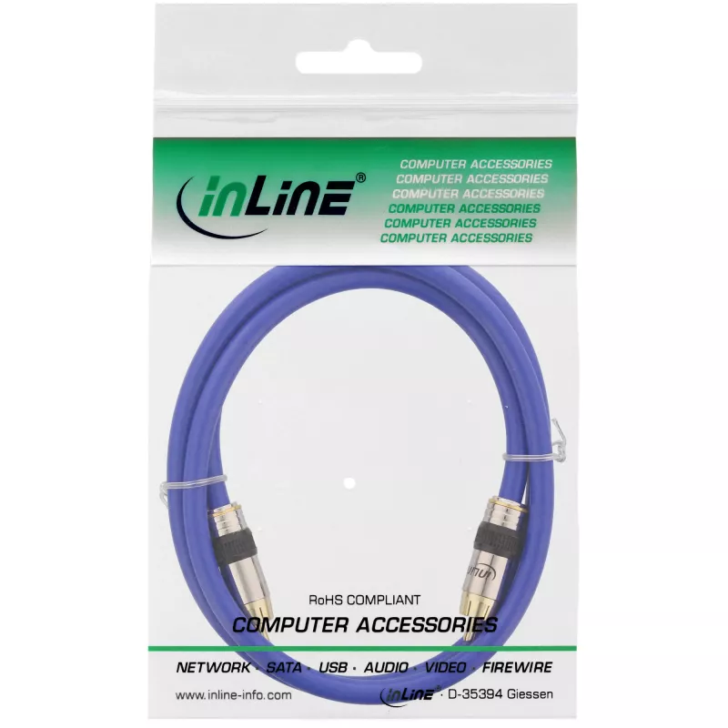 InLine Premium RCA vaizdo ir skaitmeninio garso laidas, RCA vyriškas / vyriškas, paauksuotas, 10 m