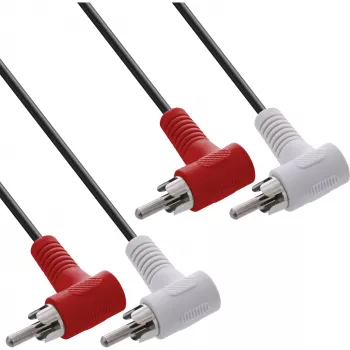 InLine garso laidas 2x RCA M/M 90° 1,2 m juodas 89929 Intos