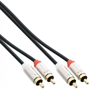 InLine plonas garso kabelis 2x RCA M/M, Stereo, 0,5 m, juodas