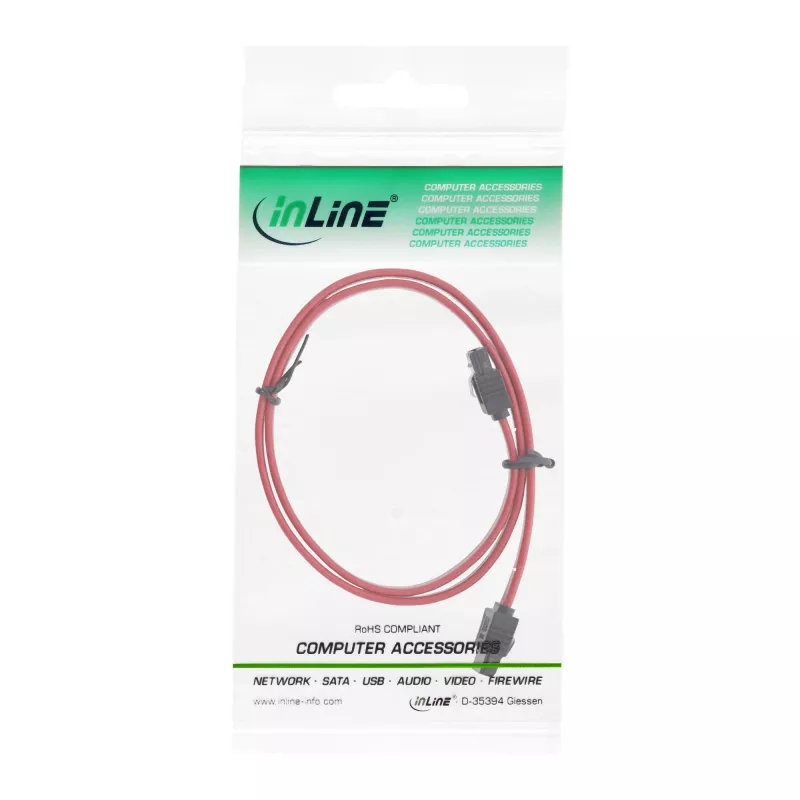 InLine SATA kabelis su fiksatoriumi 0,3 m (raudonas)