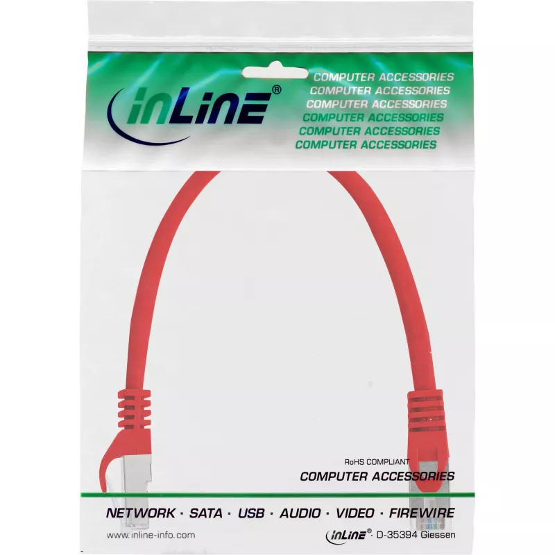 InLine Patch Laidas SF/UTP Cat.5e raudonas 0,25 m