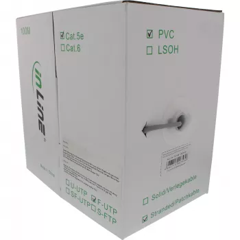 InLine Patch kabelis F/UTP Cat.5e AWG26 CCA pilkas 100 m