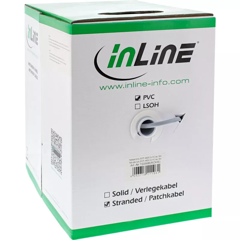 InLine Patch Laidas SF/UTP Cat.5e AWG26 CCA PVC pilkas 500 m