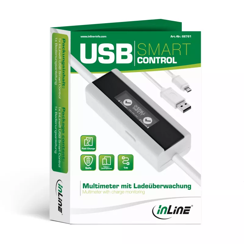 InLine USB Smart Control multimetras, įkrovimo stebėjimas