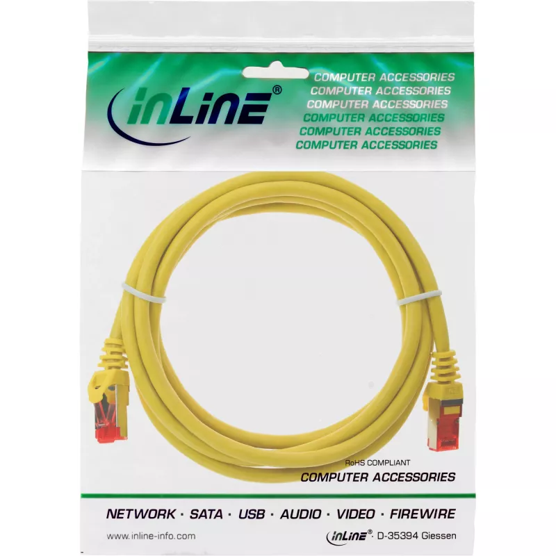 InLine Patch Laidas S/FTP PiMF Cat.6 250MHz PVC varis geltonas 0,5m