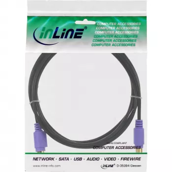 InLine PS/2 kabelis, M/M, juodas/violetinis, paauksuoti kontaktai, 2 m