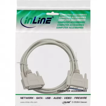 InLine serialinis kabelis suformuotas DB25 kištukas / lizdas tiesioginis pilkas 3m