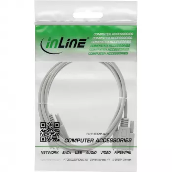 InLine Serial ilginimo laidas, 9 kontaktų kištukas / lizdas, liejamos jungtys, 1:1 priskyrimas, 3 m