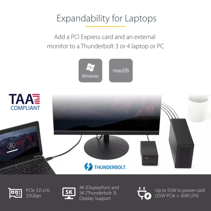 StarTech.com Vieno lizdo Thunderbolt 3 PCIe išplėtimo korpusas