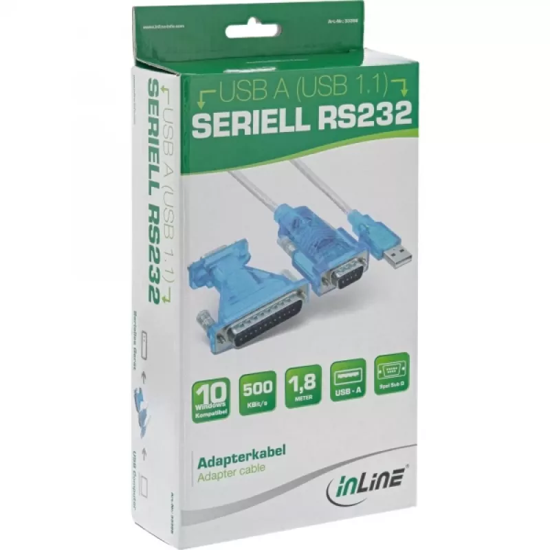 InLine USB į Serial Adapterio laidas USB Type A kištukas / DB9 kištukas 1,8 m