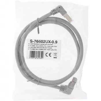Tinklo kabelis InLine® S-76602U-1.1 kampinis jungtis Cat.6 1,1 m pilkas