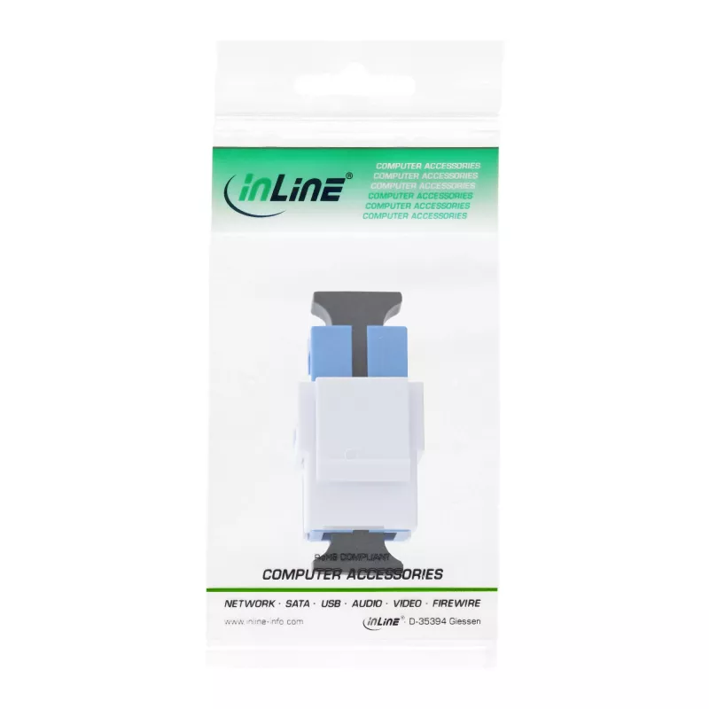 Keystone optinis adapteris SC–SC simplex vienspalvis su keramine mova, baltas