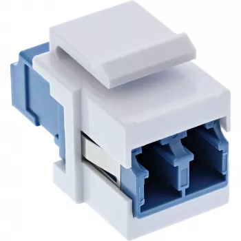 InLine FO Keystone Snap-in adapteris baltas, duplex LC/LC, vienmodis, keraminė įvorė, mėlynas
