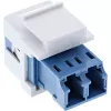 InLine FO Keystone Snap-in adapteris baltas, duplex LC/LC, vienmodis, keraminė įvorė, mėlynas
