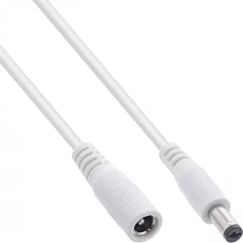 InLine DC ilginimo laidas, DC kištukas/lizdas 5.5x2.1mm, AWG 18, baltas 5m