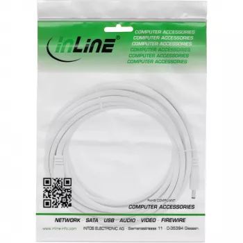 InLine DC ilginimo laidas, DC kištukas/lizdas 5.5x2.1mm, AWG 18, baltas 5m
