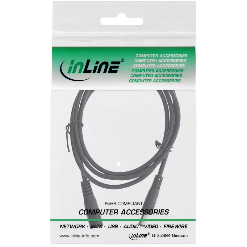InLine DC ilginimo laidas, DC kištukas/lizdas 5,5x2,1 mm, AWG 18, juodas 2 m