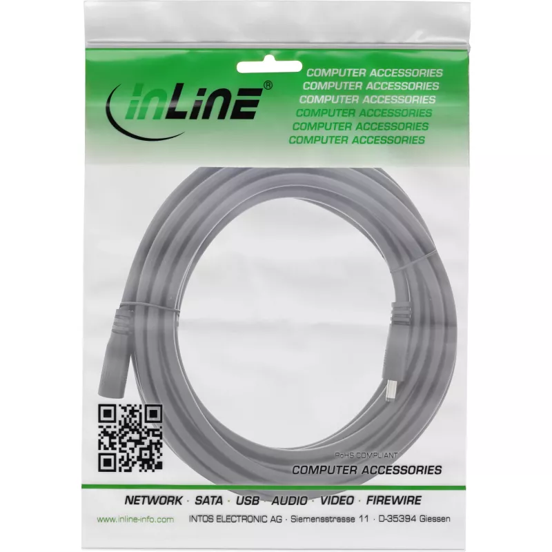 InLine DC ilginimo laidas, DC kištukas/lizdas 4.0x1.7mm, AWG 18, juodas 5m