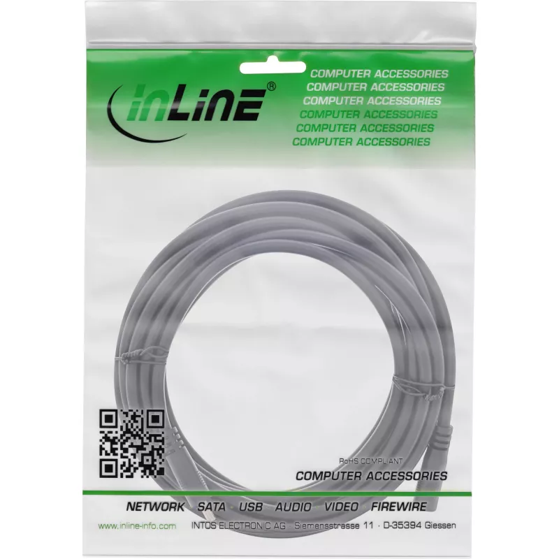 InLine DC ilginimo laidas, DC kištukas/lizdas 3,5x1,35 mm, AWG 18, juodas 5 m