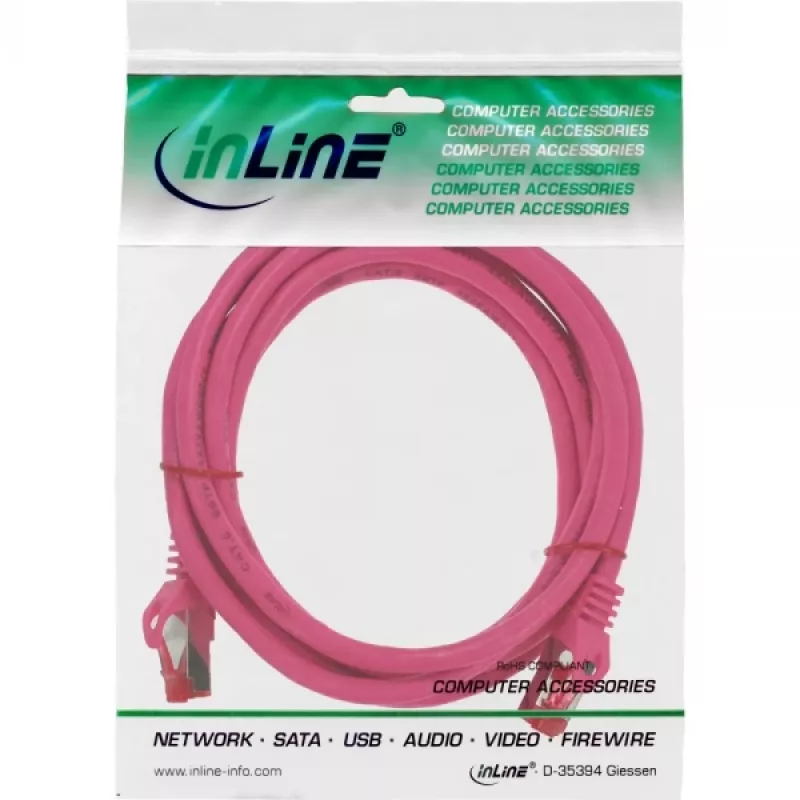 InLine Patch Laidas S/FTP PiMF Cat.6 250MHz PVC varis rožinis 2m