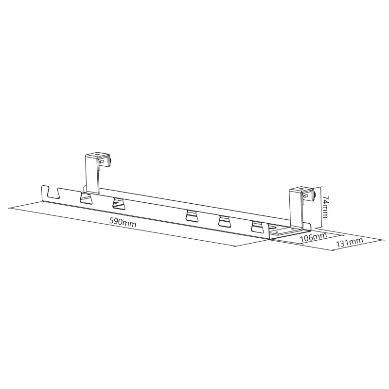 Kabelių vediklis / lentyna po stalu InLine 131×590×74 mm, balta