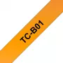 Brother lipdukų kasetė 12 mm (TC-B01) – juoda ant fluorescencinės oranžinės