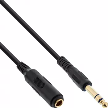 InLine ausinių ilginamasis kabelis 6,3 mm stereofoninis, auksuoti kontaktai, juodas, 3 m